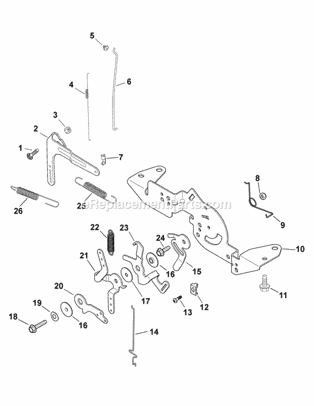 Engine Controls Diagram and Parts List for FMZ50 17AF4BFP010, 17AF4BFP210, 17AF4BFP009, 17AF4B Cub Cadet Lawn Mower